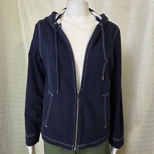 Anne Klein Sport Nautical Look Hoodie Navy/White Women's L - See Measurements